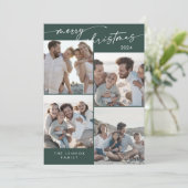 Boho Chic Donkergroene Kerst Foto Unieke Kerstmis Feestdagenkaart (Staand voorkant)