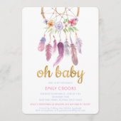 Boho Chic Dream Catcher Baby shower Invite Kaart (Voorkant)