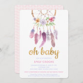 Boho Chic Dream Catcher Baby shower Invite Kaart (Voorkant / Achterkant)