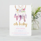 Boho Chic Dream Catcher Baby shower Invite Kaart (Staand voorkant)