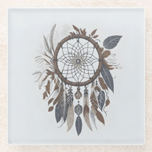 Boho Chic Dreamcatcher Aarde Toned Infuded Charm Glazen Onderzetter