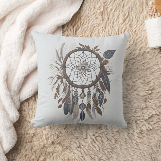 Boho Chic Dreamcatcher Aarde Toned Infuded Charm Kussen (Deken)