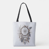 Boho Chic Dreamcatcher Aarde Toned Infuded Charm Tote Bag (Achterkant)