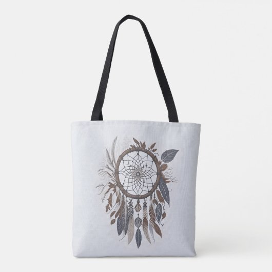 Boho Chic Dreamcatcher Aarde Toned Infuded Charm Tote Bag (Achterkant)