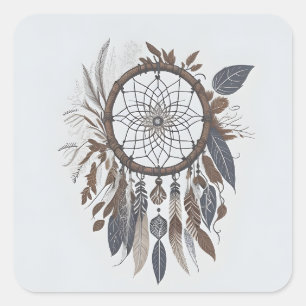 Boho Chic Dreamcatcher Aarde Toned Infuded Charm Vierkante Sticker
