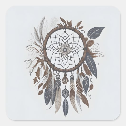 Boho Chic Dreamcatcher Aarde Toned Infuded Charm Vierkante Sticker (Voorkant)