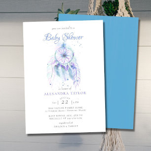 Boho Chic Dreamweaver Blue Paars Boy Baby shower Kaart