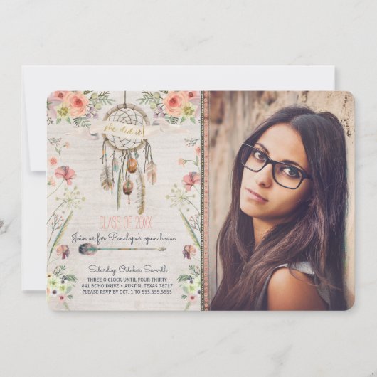 Boho Chic Dreamweaver Graduation Party Invitation Kaart (Voorkant)