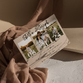 Boho chic drie foto's collage unieke bruiloft kaart