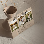 Boho chic drie foto's collage unieke bruiloft kaart