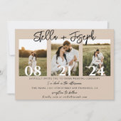 Boho chic drie foto's collage unieke bruiloft kaart (Voorkant)