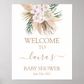 Boho chic Dried Palms Baby shower Welkomstteken Poster (Voorkant)