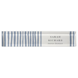 Boho Chic Dusky Blue Watercolor Hand Drawn Strips Naambordje