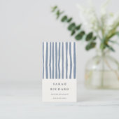 Boho Chic Dusky Blue Watercolor Hand Drawn Strips Visitekaartje (Staand voorkant)