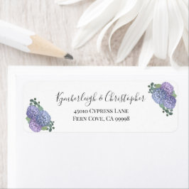 Boho Chic Dusty Blue Floral Wedding Return Address Etiket