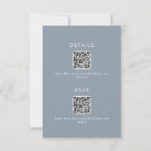 Boho Chic Dusty Blue QR Code Details RSVP Kaartje (Achterkant)
