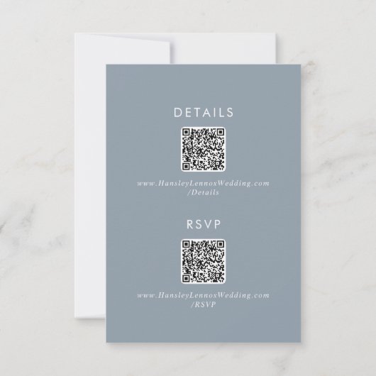 Boho Chic Dusty Blue QR Code Details RSVP Kaartje (Achterkant)