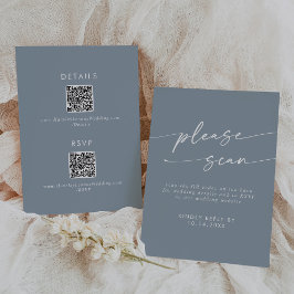 Boho Chic Dusty Blue QR Code Details RSVP Kaartje