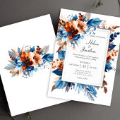 Boho Chic Dusty Blue Terracotta Elegant Wedding Kaart