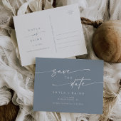 Boho Chic Dusty Blue Wedding Sla de datum op Uitnodiging Briefkaart