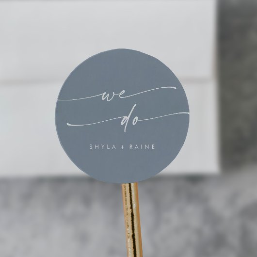 Boho Chic Dusty Blue Wij doen envelop afdichtingen Ronde Sticker