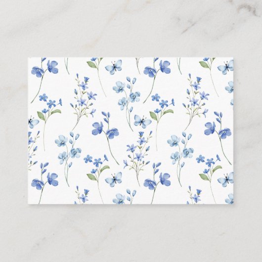 Boho Chic Dusty Blue Wildflower Informatiekaartje (Achterkant)
