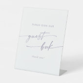 Boho Chic Dusty Paarse bruiloft gastenboek Reclamebord Met Voetstuk (Voorkant)