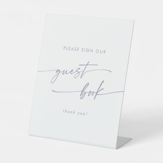 Boho Chic Dusty Paarse bruiloft gastenboek Reclamebord Met Voetstuk (Voorkant)