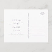 Boho Chic Dusty Paarse Bruiloft Save the Date Uitnodiging Briefkaart (Achterkant)