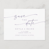 Boho Chic Dusty Paarse Bruiloft Save the Date Uitnodiging Briefkaart (Voorkant)