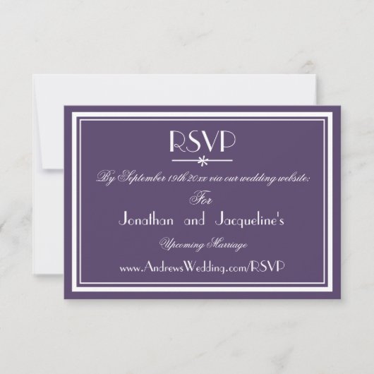 Boho Chic Dusty Paarse bruiloft website RSVP kaart (Voorkant)