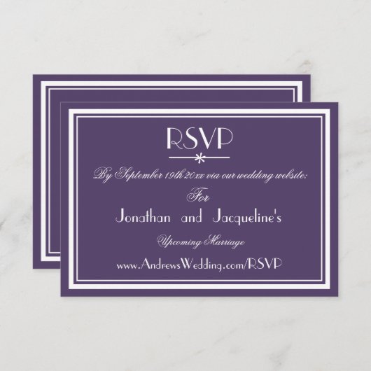 Boho Chic Dusty Paarse bruiloft website RSVP kaart (Voorkant / Achterkant)