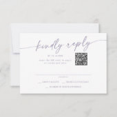 Boho Chic Dusty Paarse Mail In en QR Code RSVP Kaartje (Voorkant)