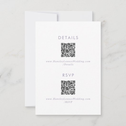 Boho Chic Dusty Paarse QR Code Details RSVP Kaartje (Achterkant)