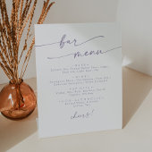 Boho Chic Dusty Paarse Wedding Bar Reclamebord Met Voetstuk