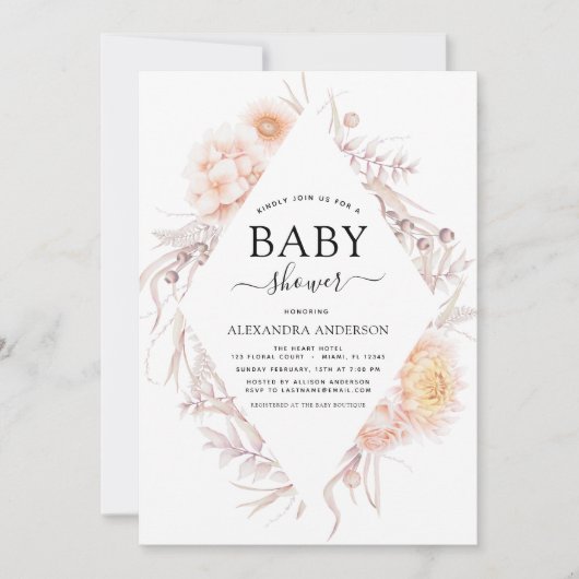 Boho Chic Dusty Pink Desert Baby shower Kaart (Voorkant)