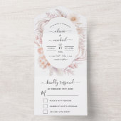 Boho Chic Dusty Pink Desert Wedding All In One Uitnodiging (Binnen)