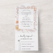 Boho Chic Dusty Pink Desert Wedding All In One Uitnodiging (Binnen)