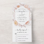 Boho Chic Dusty Pink Desert Wedding RSVP All In One Uitnodiging (Binnen)
