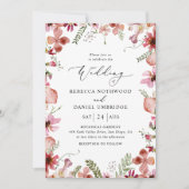 Boho Chic Dusty Pink Flowers Wedding Kaart (Voorkant)