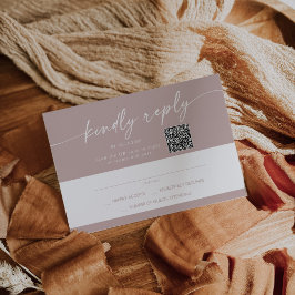 Boho Chic Dusty Roos Pink Mail In en QR Code RSVP Kaartje