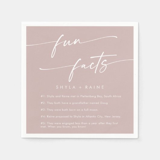 Boho Chic Dusty Roos Roze Bruiloft Leuk Fact Serve Servet (Voorkant)