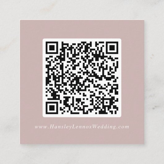 Boho Chic Dusty Roos Roze Bruiloft QR Code Details Informatiekaartje (Achterkant)