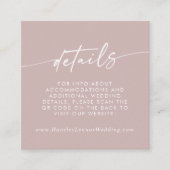 Boho Chic Dusty Roos Roze Bruiloft QR Code Details Informatiekaartje (Voorkant)