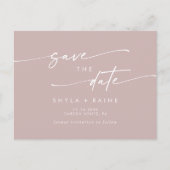 Boho Chic Dusty Roos Roze Bruiloft Save the Date Uitnodiging Briefkaart (Voorkant)