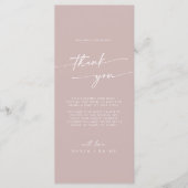 Boho Chic Dusty Roos Roze dank u plaats kaart (Voorkant)