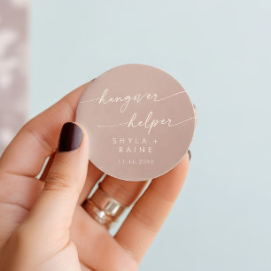 Boho Chic Dusty Roos Roze Hangover Helper Favor Ronde Sticker