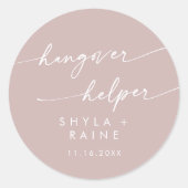 Boho Chic Dusty Roos Roze Hangover Helper Favor Ronde Sticker (Voorkant)