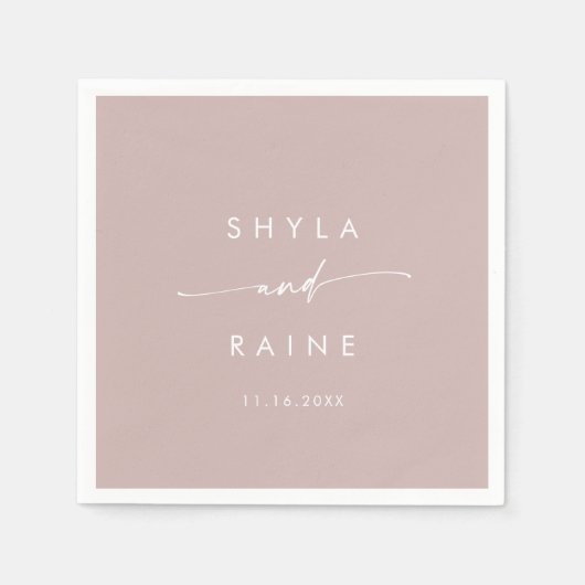 Boho Chic Dusty Roos Roze Monogram Bruiloft Servet (Voorkant)