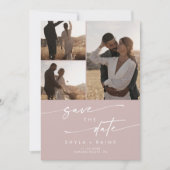 Boho Chic Dusty Roos Roze Multi Foto QR Code Save The Date (Voorkant)